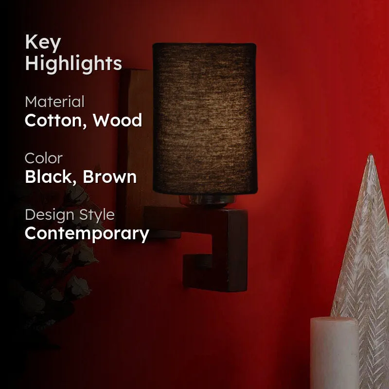 Dun Cylindrical Wooden Wall Lamp media 2