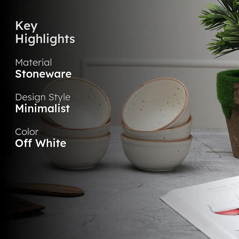 Brownline Off White Stoneware Snack Bowls (260 mL) - Set Of Six media 2
