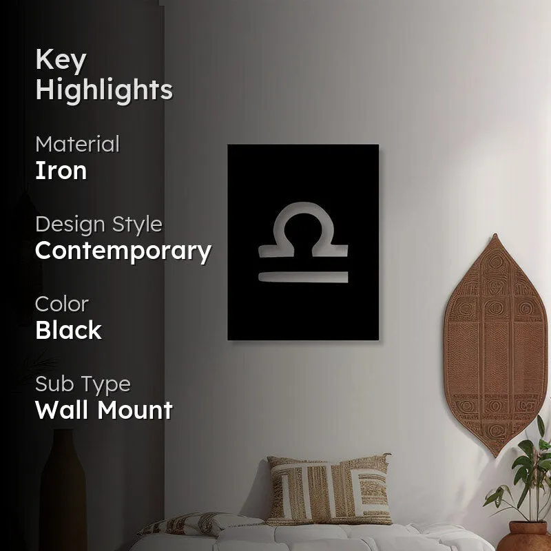 Libra Zodiac Sign Black Iron Wall Accent media 2