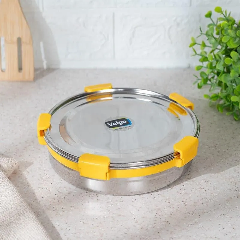 Clip Lock Lunch Box (875 mL) - Yellow & SIlver media 1