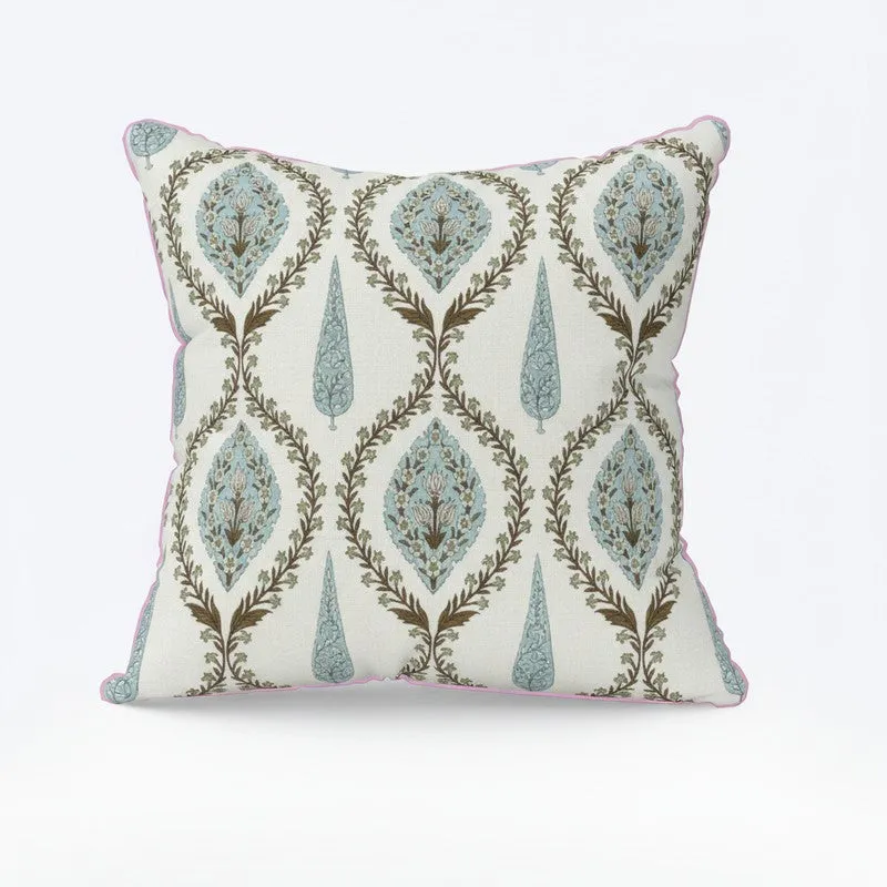 Teardrop Motif White & Green Cushion Cover Set - Set Of Two media 3