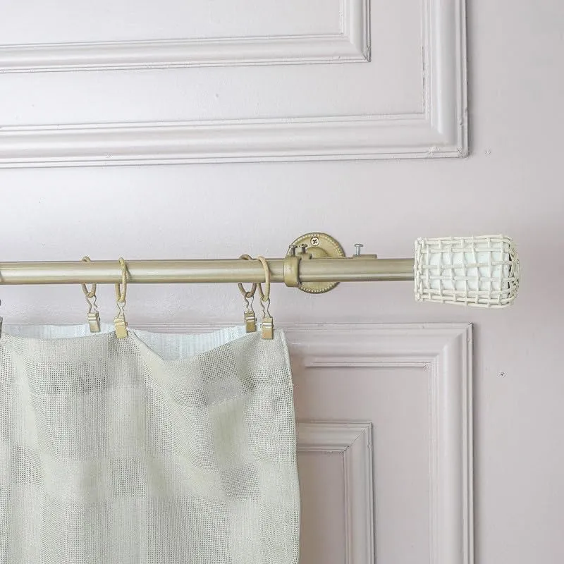 Lattice Duo Extendable 1" Double Curtain Rods With Round Finial & Brackets media 3