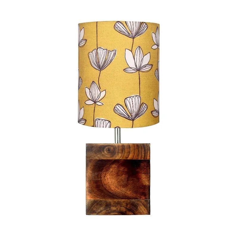 EverAura Elegant Bedside Wooden Table Lamp - Yellow,Brown media 3
