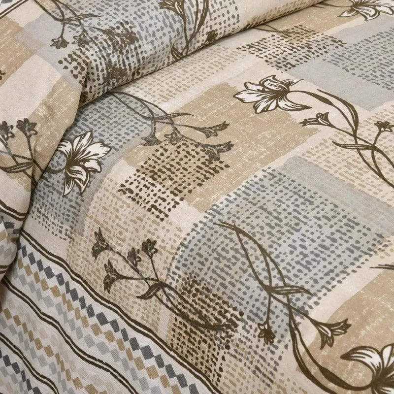 Bloomsie Checkers Cotton Bedsheet (Beige) - 160 TC media 6