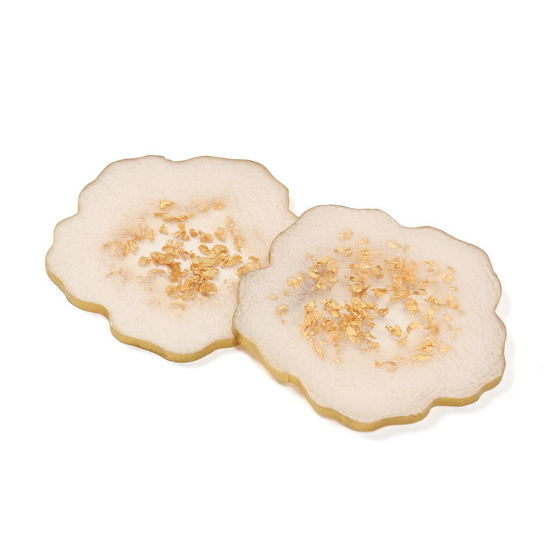 Gold Fleck Resin Coaster (Off White) - Set Of Two media 5