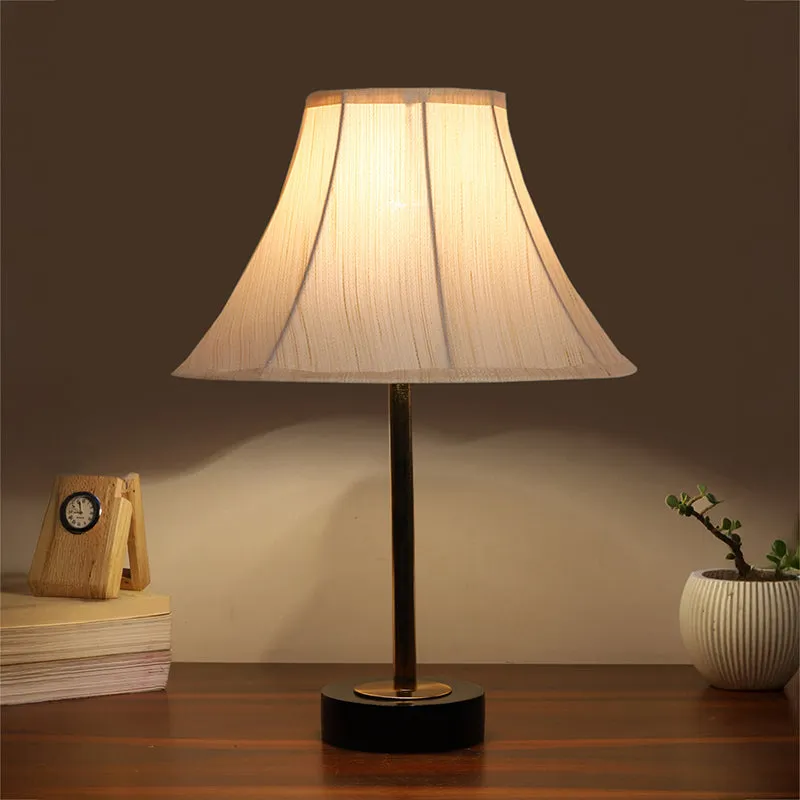 Ceylon Arc Rodin Wooden Table Lamp - OffWhite,Gold,Black media 1