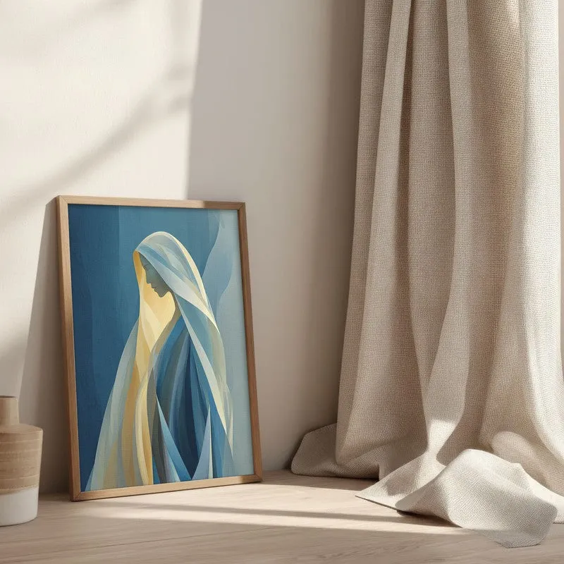 Holy Mary In Serene Devotion Archival Paper Wall Painting With Brown Frame media 3