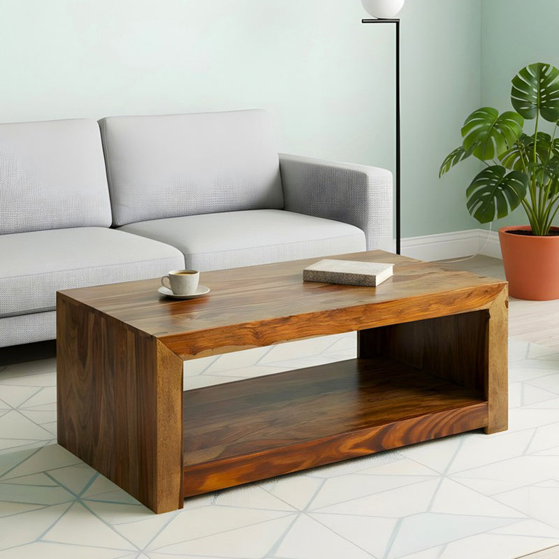 Borvon Sheesham Wooden Center Table - Light Brown