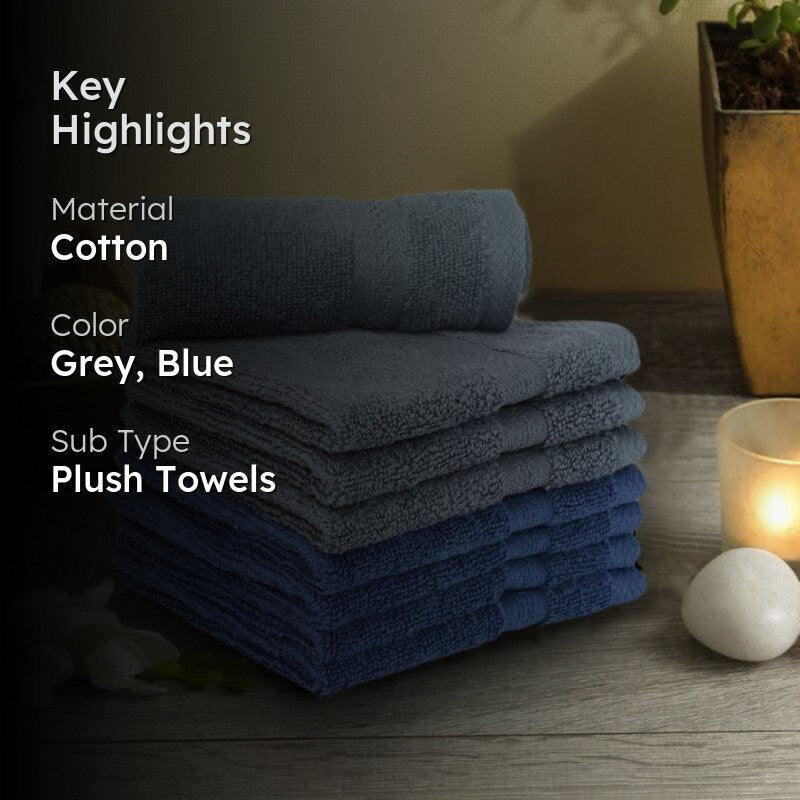 Miorah Face Towel (Grey & Blue) - Set Of Eight media 2