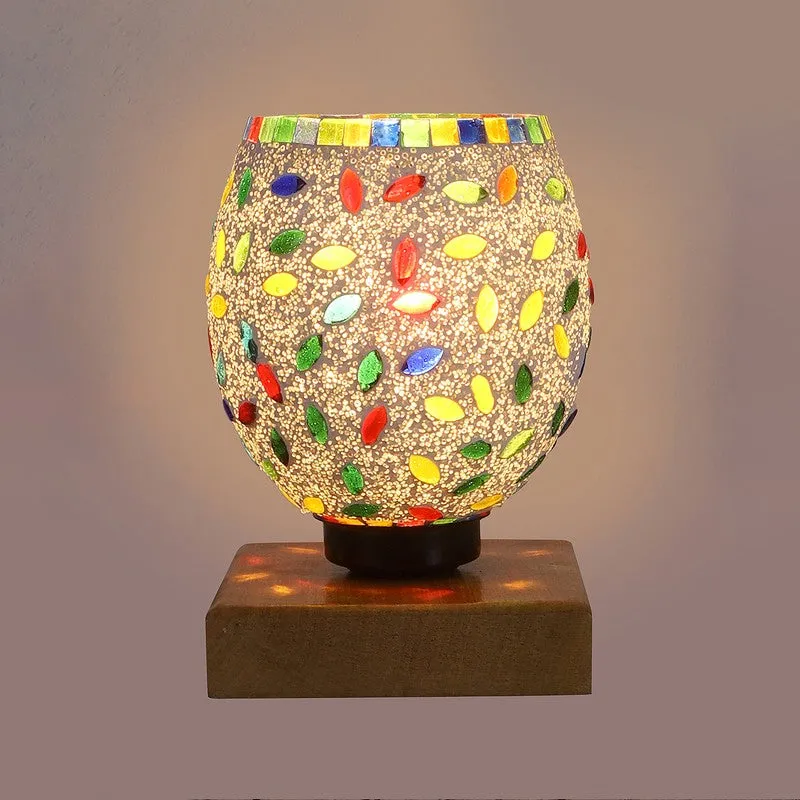 Twinkle Mosaic Glass Table Lamp With Wooden Base - Multicolor media 7