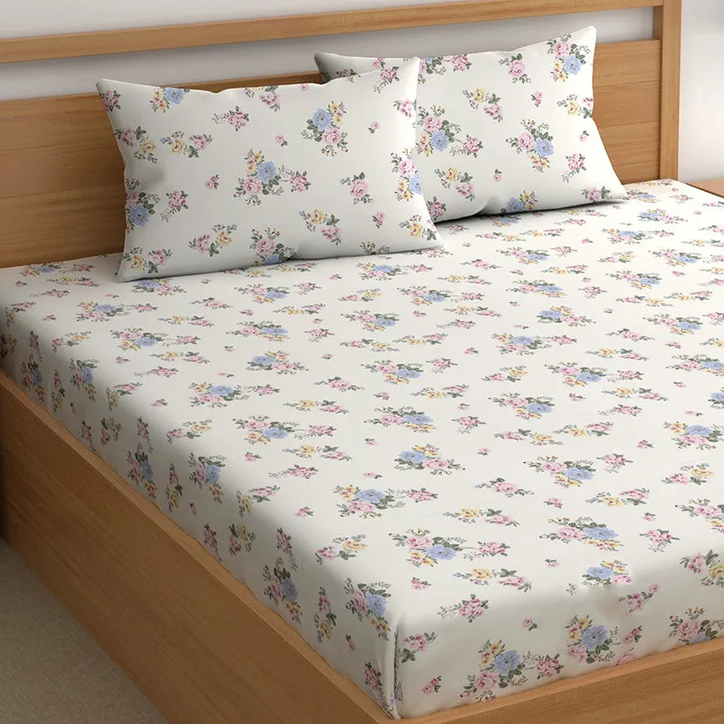 Alison II Microfiber Microfiber Bedsheet (White, Multicolor) - 150 GSM media 4