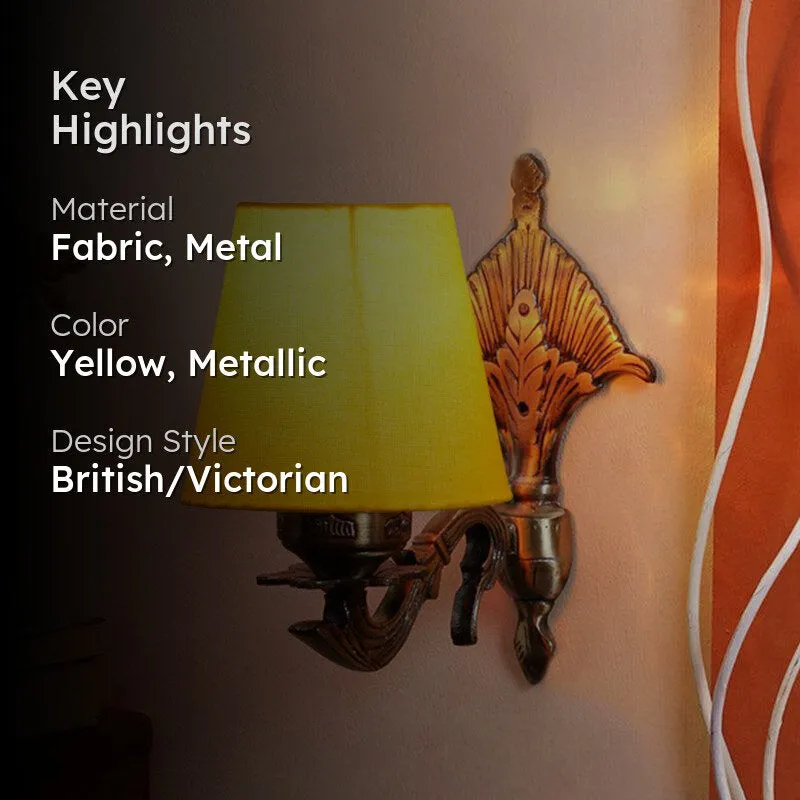 Magda Masique Conical Fabric & Metal Wall Lamp - Yellow media 2