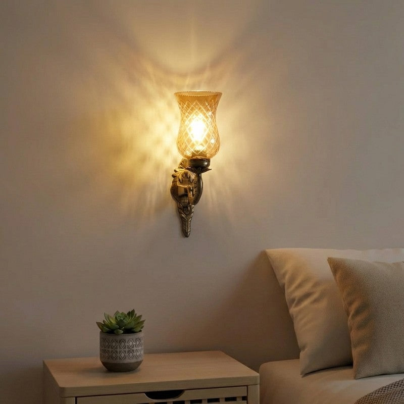 Honey Glow Scroll Amber Glass Wall Lamp