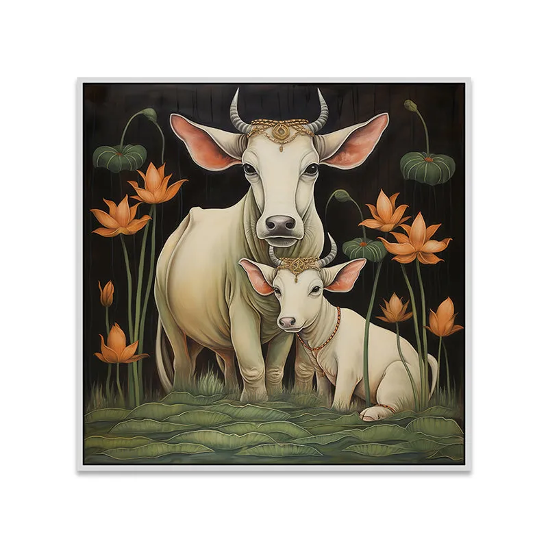 Tender Hooves Canvas Wall Painting With Frame - White media 5