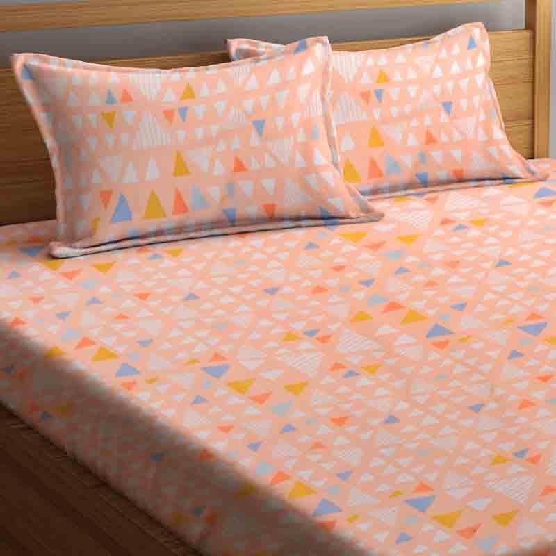 Peppy Triangles Bedsheet (Peach) - 130 GSM media 4
