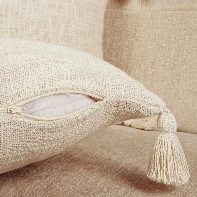Claira Rectangle Solid Cushion Cover (Off White) - Set Of Two media 4