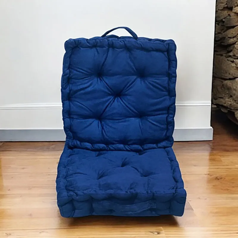 Thera Velvet Floor Cushion (Navy Blue) - Set Of Two media 1