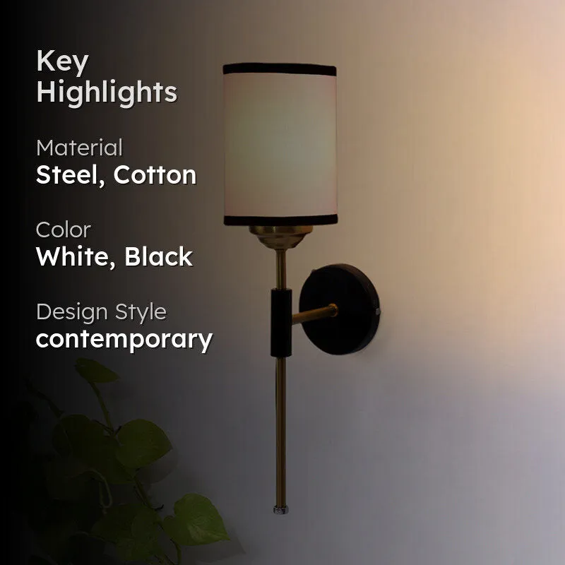 Beryll Edge Cylindrical Steel & Cotton Wall Lamp media 2