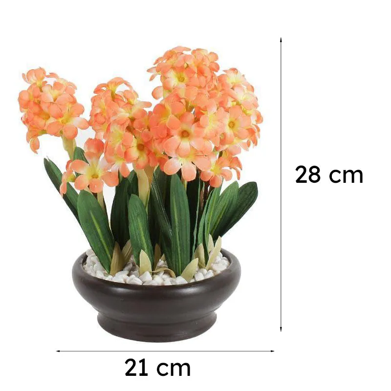 Faux Hyacinth Bonsai In Ceramic Pot (26 cms) - Peach media 5