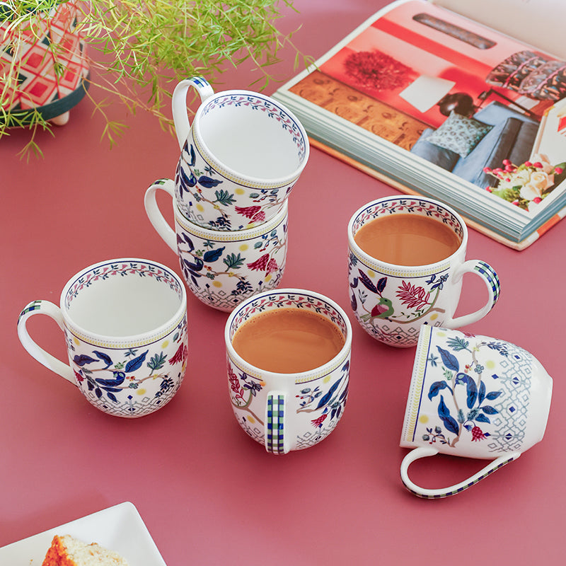 Magique: Parrot Tulip Garden Fine China Mug (200 mL Each) - Set of Six media 3