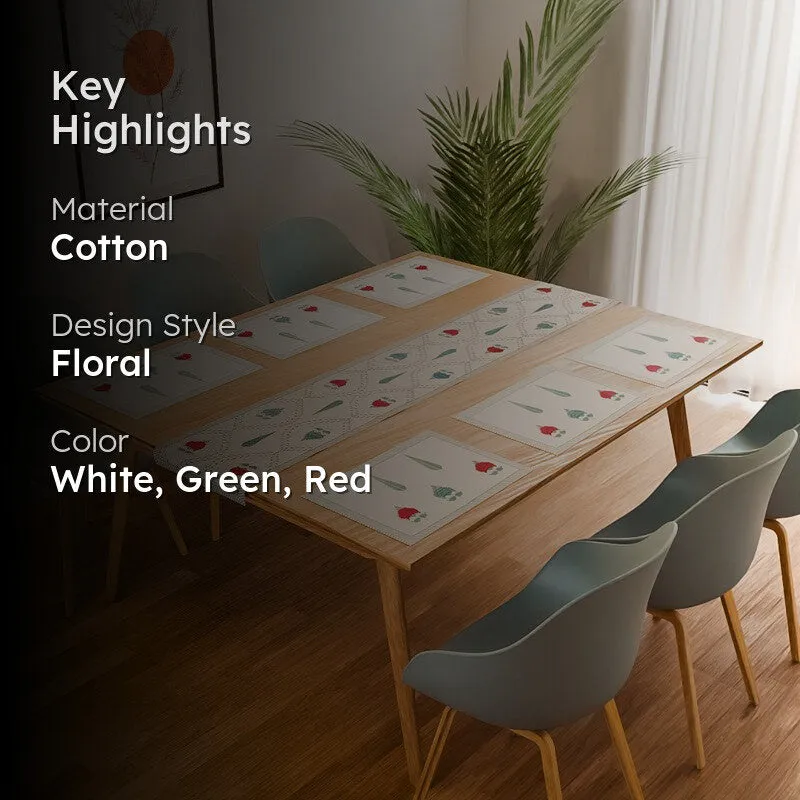 Serene Setting Cotton Table Linen Set (Red) - Seven Piece Set media 2