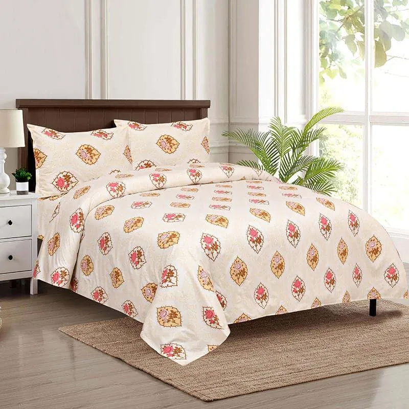 Malikeya Printed Cotton Bedsheet (Red) - 160 TC media 1