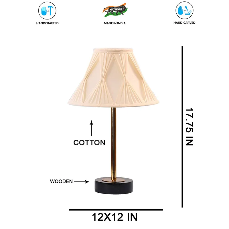 Pleatra Pinch Rodin Wooden Table Lamp - Ivory,Gold,Black media 7