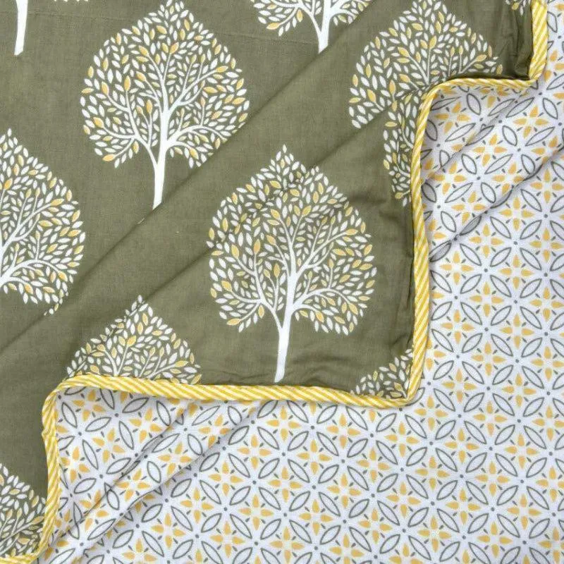 Akshat Ethnic Reversible Cotton Dohar (Dark Green) - 180 GSM media 5