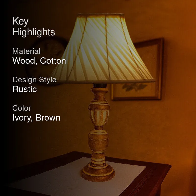 Zenrae Pleatrix Wooden Table Lamp - Ivory media 2