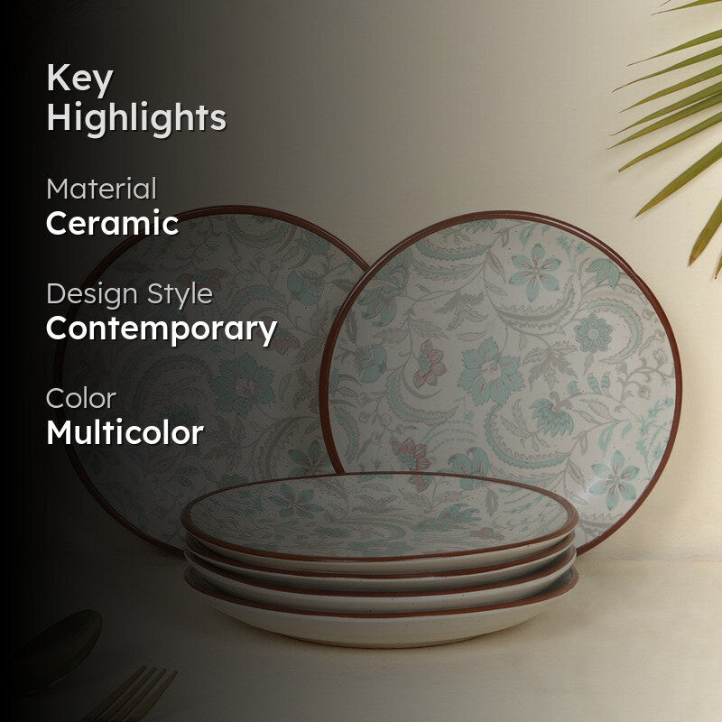 Ceramic Quarter Plate (Multicolor) - Set Of Six media 2