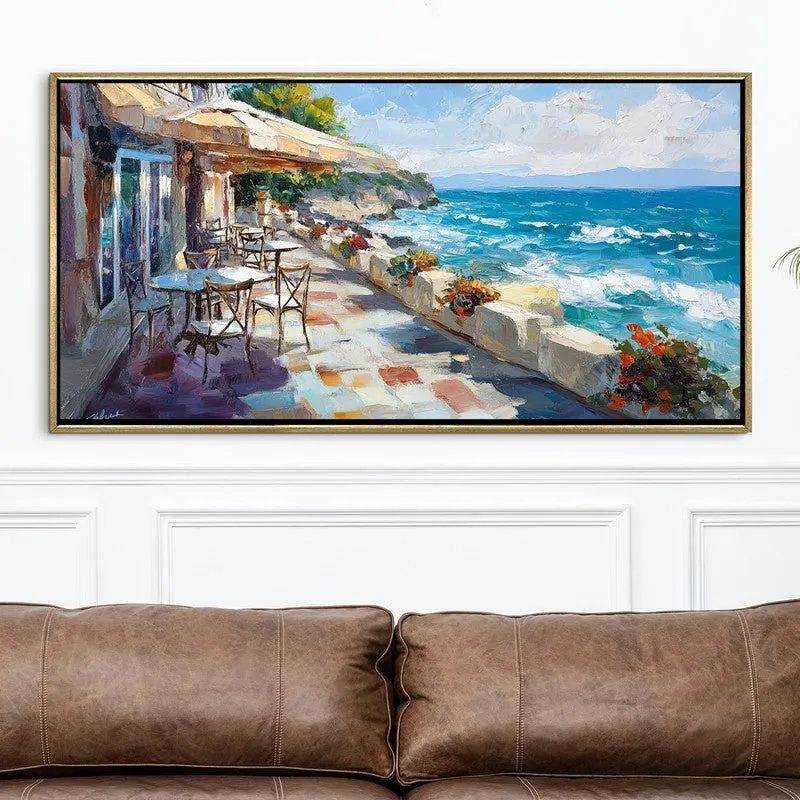 Sunlit Shore Canvas Wall Painting With Frame media 4