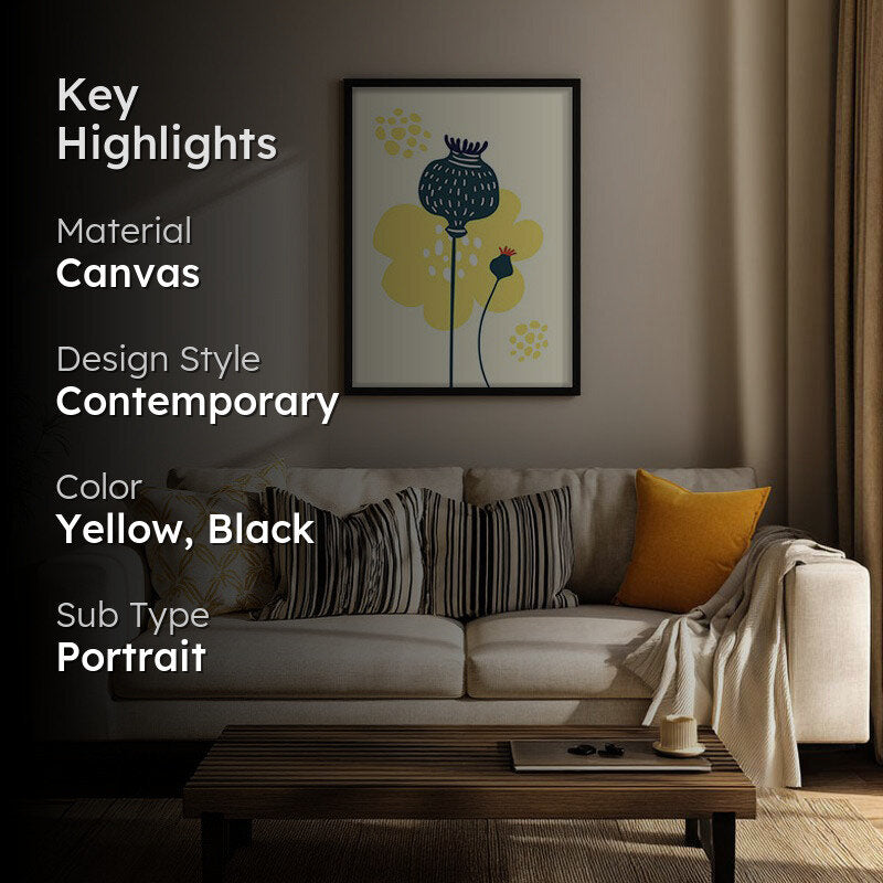 Sunlit Botanic Tranquility Archival Canvas Wall Art - Black Frame media 2