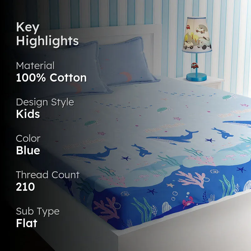 Whale Dreams Kids Cotton Bedsheet - 210 TC media 2