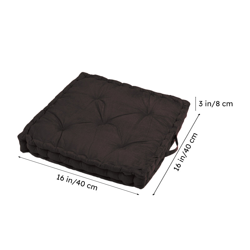 Roe Velvet Floor Cushion - Brown media 6