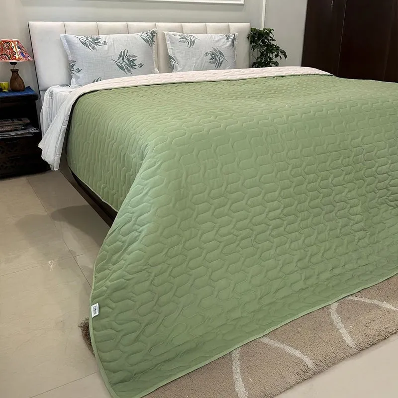 Urban Space Quilted Reversible Microfiber comforter (Sage Green) - 200 GSM media 1
