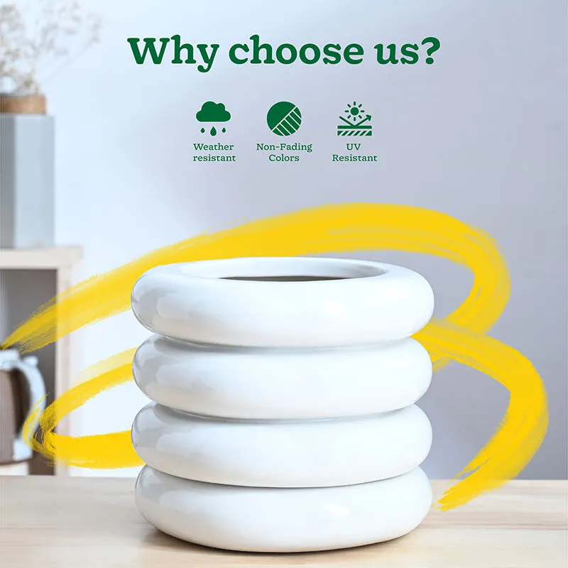 Ugaoo Ceramicurve Four Layer Ceramic Planter - White media 6