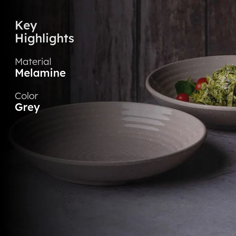 Frieda Melamine Pasta Plate - Grey - Set of Two media 2