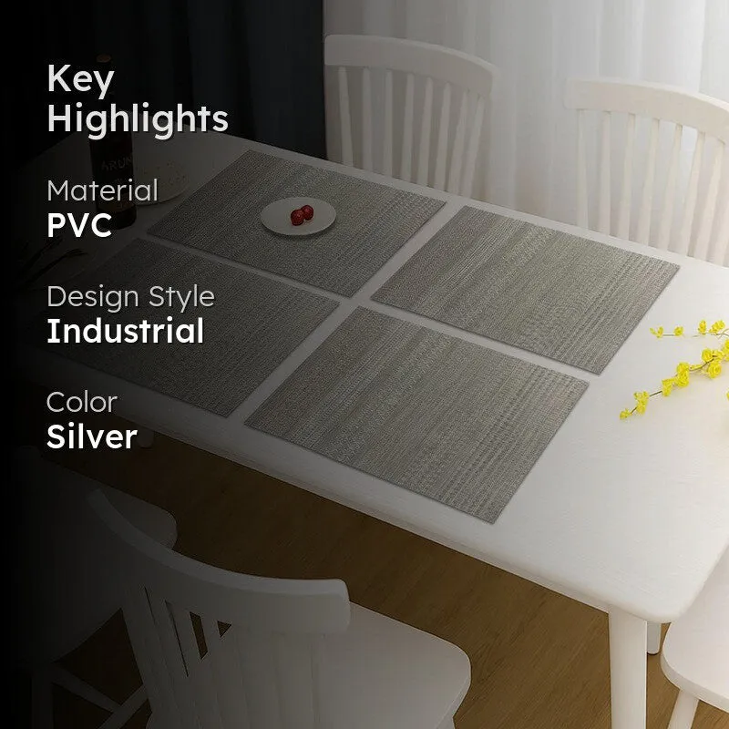 Silver Rectangle PVC Table Mats - Set Of Four media 2