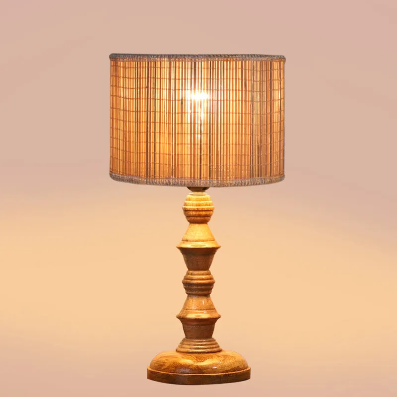 Bambouin Timber Wooden Table Lamp - Beige,Brown media 4