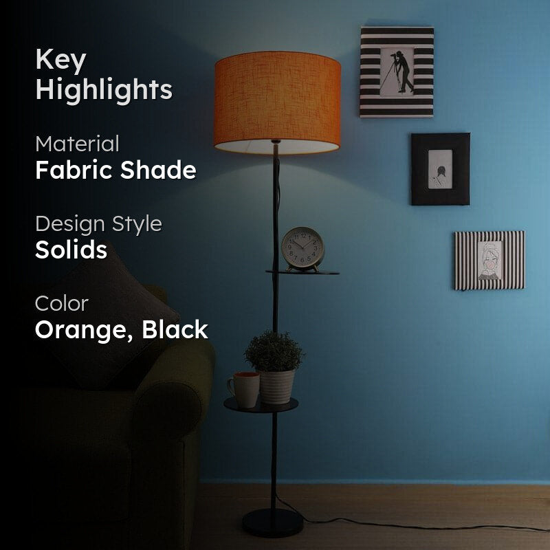 Kyomi Black Floor Lamp With Shelf media 2