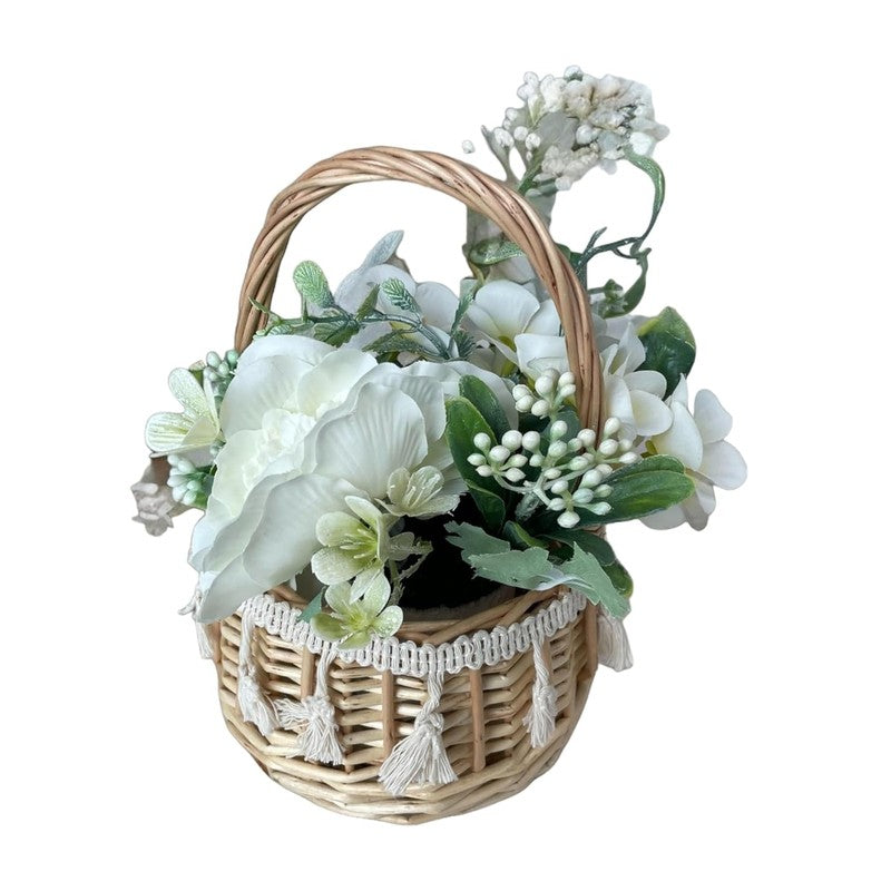 Faux Wedding Bells Artificial Flower with basket media 4