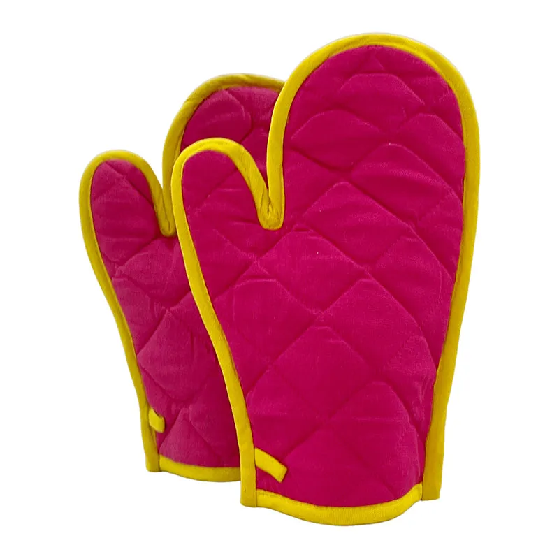 Swayam Teplo Kitchen Gloves (Pink & Yellow) - Set Of Two media 3