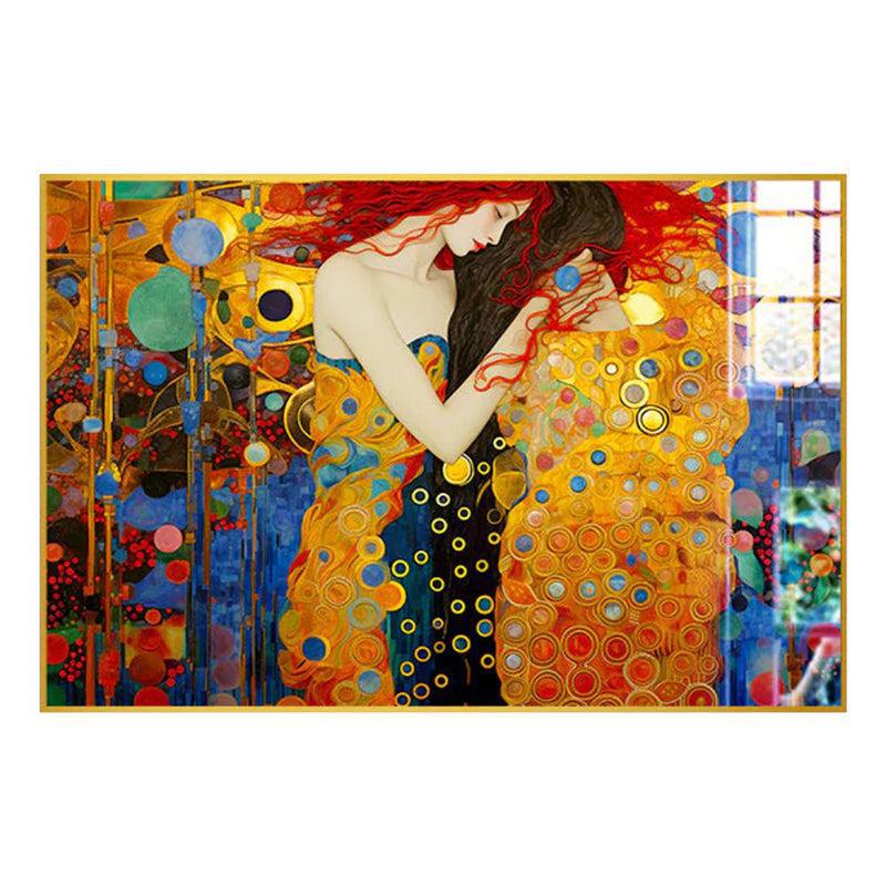 Woman In Colour Modern Canvas Wall Art With Frame - Gold media 3