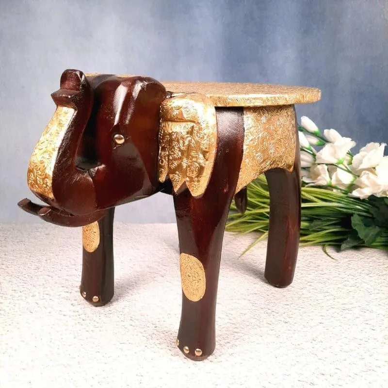 Gaja Deva Stool - Brown & Gold media 1