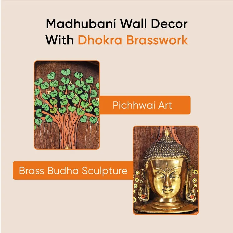 Meditating Buddha Round Mango Wood Wall Accent media 11