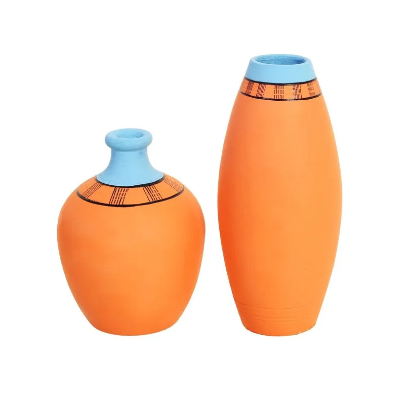 Terrava Artistic Orange & Blue Ceramic Vase - Set Of Two media 6