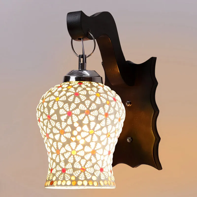 Delphi Mosaic Glass & Wooden Wall Lamp media 4