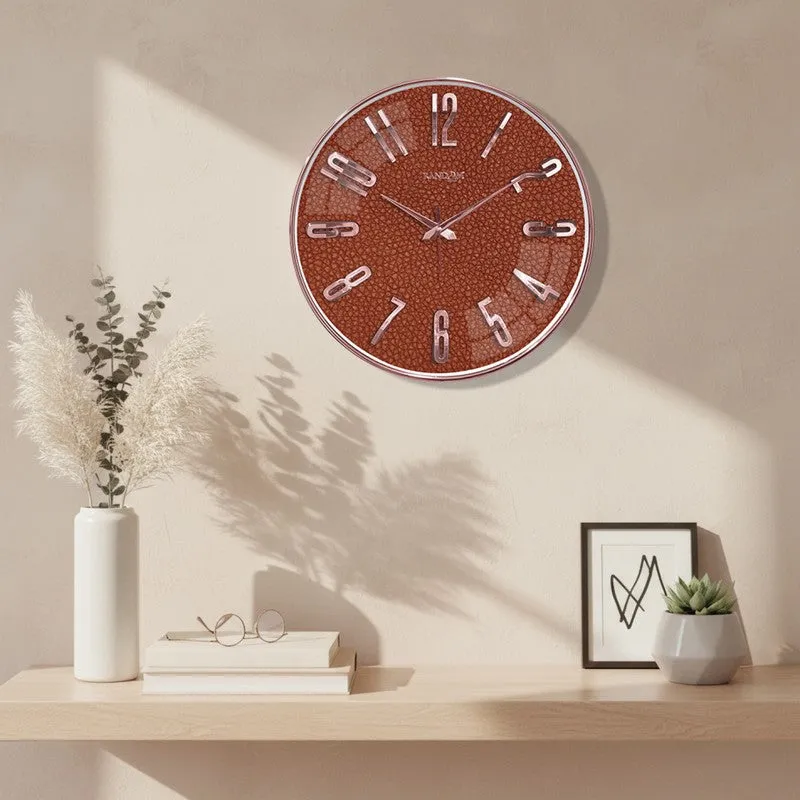 Elite Numeric Plastic Wall Clock - Orange & Rose Gold media 1