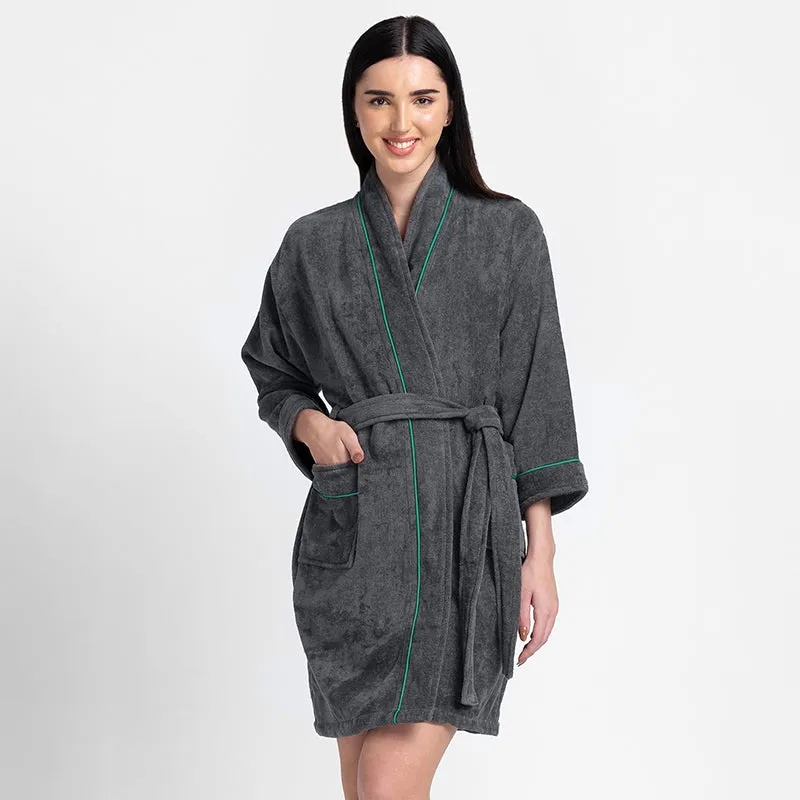 Nautica Cashmere Dreams Cotton Bath Robe - Dark Grey media 1
