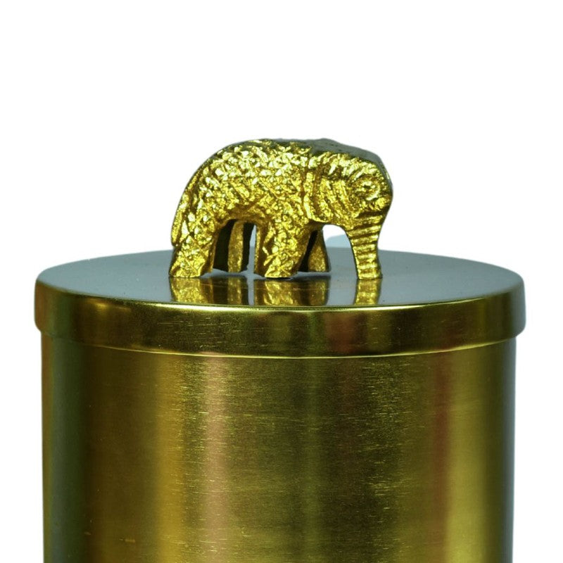 Luxury Elephant Knob Metal Jar (Gold) - Set Of Two media 4
